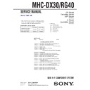 Sony MHC-DX30, MHC-RG40 Service Manual