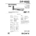 Sony DVP-K800D Service Manual