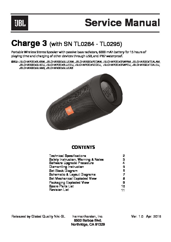CHARGE 3 Service Manual - FREE DOWNLOAD