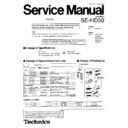 Panasonic SE-HD50GU Service Manual Changes