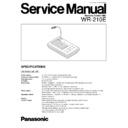 Panasonic WR-210E Service Manual