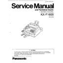 Panasonic KX-F1600 Service Manual