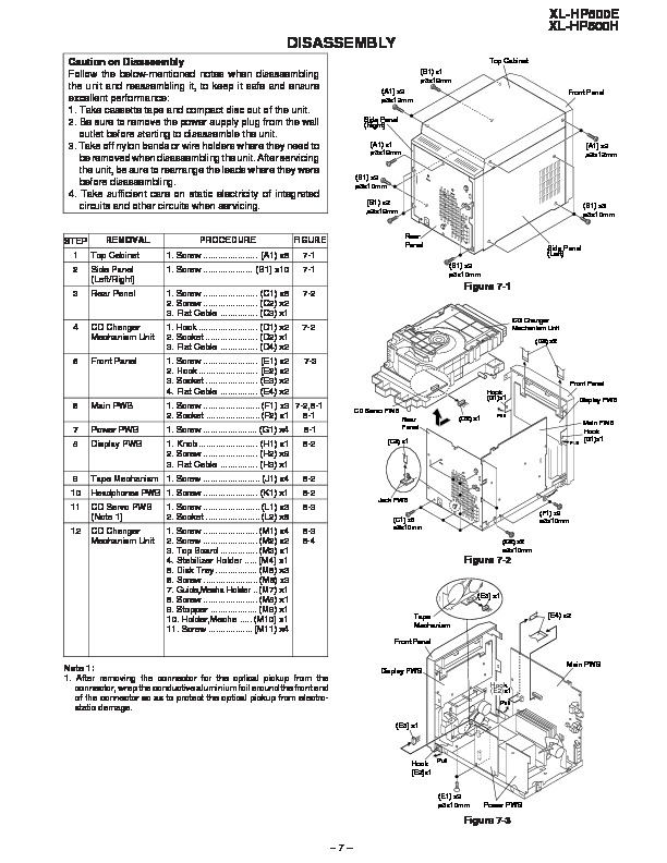 Sharp XL-HP500 (SERV.MAN7) Service Manual - FREE DOWNLOAD | Disassembly