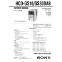 Sony CMT-GS10, CMT-GS30DAB, HCD-GS10, HCD-GS30DAB Service Manual