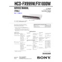 Sony DAV-FX1000W, DAV-FX999W, HCD-FX1000W, HCD-FX999W Service Manual
