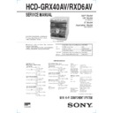 Sony HCD-GRX40AV, HCD-RXD6AV, MHC-GRX40AV, MHC-RXD6AV Service Manual
