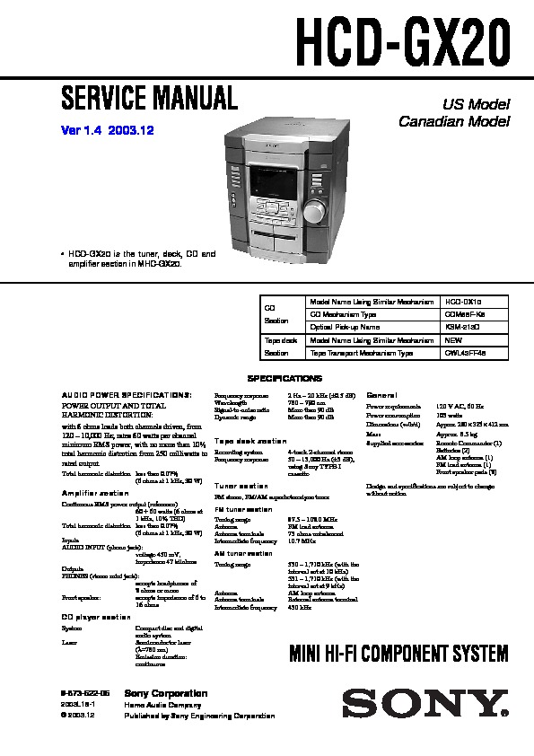Sony Mhc - Rg 220 Service Manual