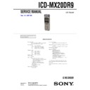 Sony ICD-MX20DR9 Service Manual