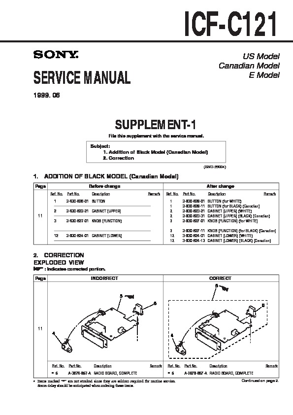 Sony ICF-C1, ICF-C1PJ, ICF-C1T Service Manual - FREE DOWNLOAD