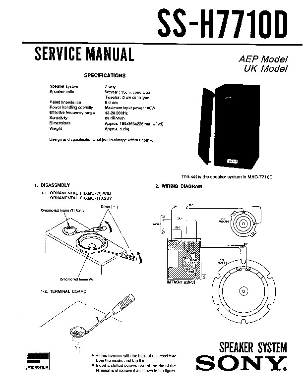 Sony Fh-b50cd  Fh-b55cd  Ss-h77 Service Manual