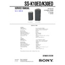 Sony SS-K10ED, SS-K30ED Service Manual