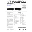 Sony STR-DA2400ES, STR-DG920 Service Manual