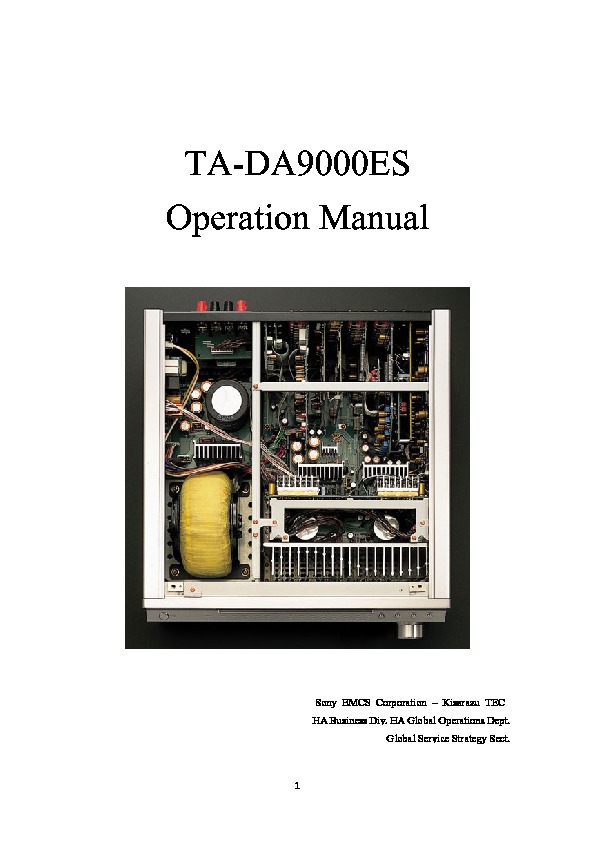 Sony TA-DA9000ES Service Manual - FREE DOWNLOAD