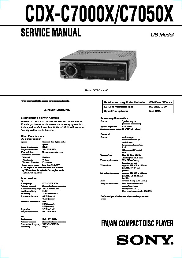 Wiring Cdx Stereo Diagram Car Sony C7000x - Complete Wiring Schemas