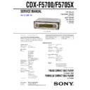 Sony CDX-F5700, CDX-F5705X Service Manual