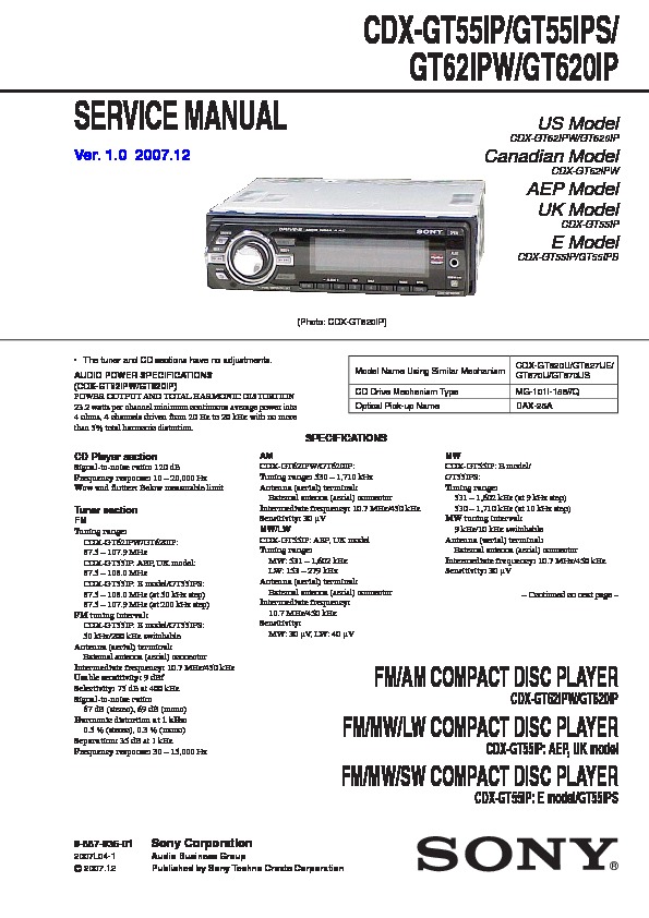 sony car audio service manuals  page 12