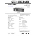 Sony CDX-L600X, CDX-L630X Service Manual