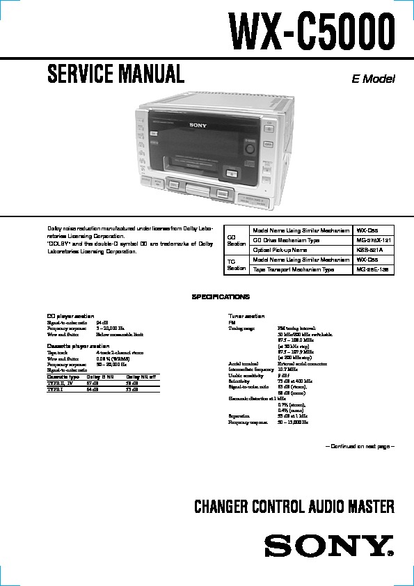 Sony WX-C5000, WX-C55 Service Manual - FREE DOWNLOAD