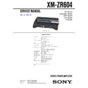 Sony XM-ZR604 Service Manual