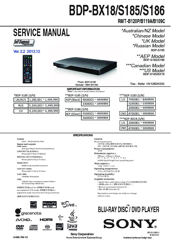 Sony BDP-BX1, BDP-S350 Service Manual - FREE DOWNLOAD