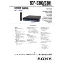 Sony BDP-S300, BDP-S301 Service Manual