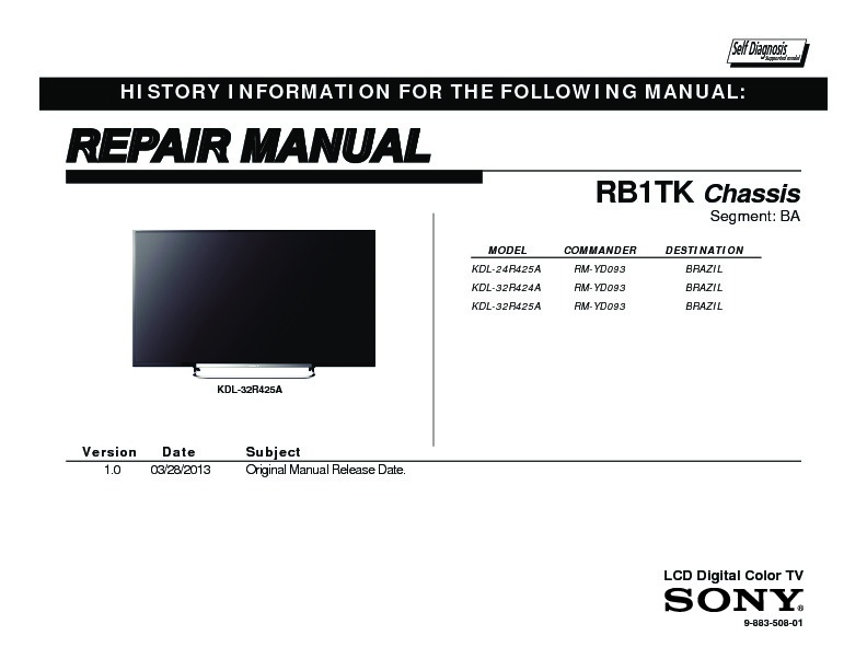 Sony KDL-24R425A, KDL-32R424A, KDL-32R425A Service Manual  