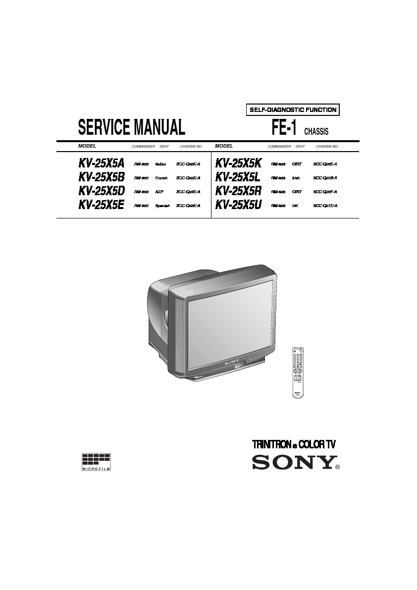 Sony Kv-25x5a Service Manual